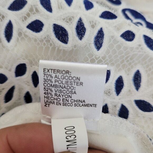 Daniel Cremieux Dress Eyelet Lace Applique Cap Sleeve Full Tea Length Blue Sz 8 - Picture 10 of 11